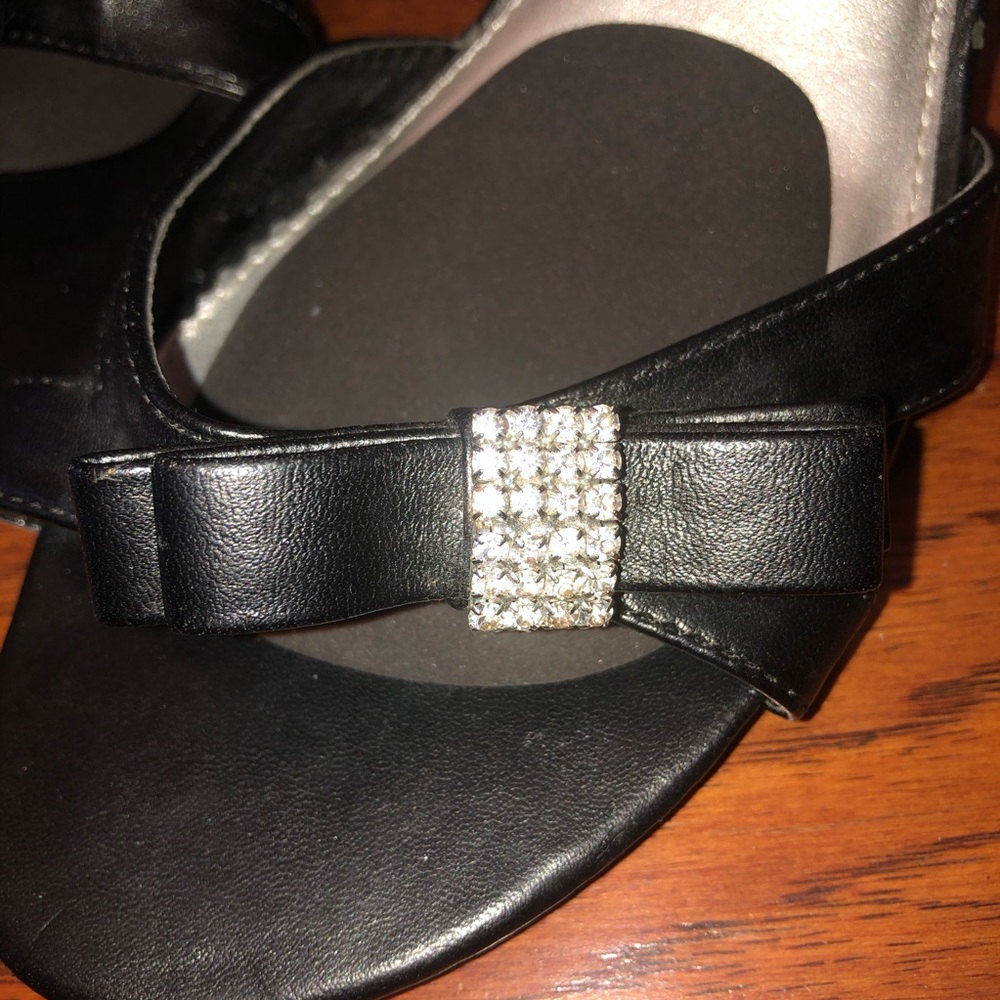 Black Bow and Rhinestoned Heels - Picture 2 of 4